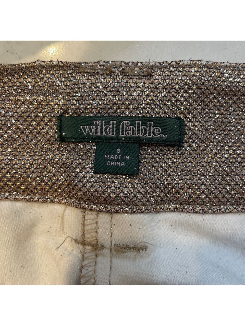 NWT Women's Wide Leg Glitter Trouser Pants - Wild Fable Copper Size 8 - Picture 10 of 11